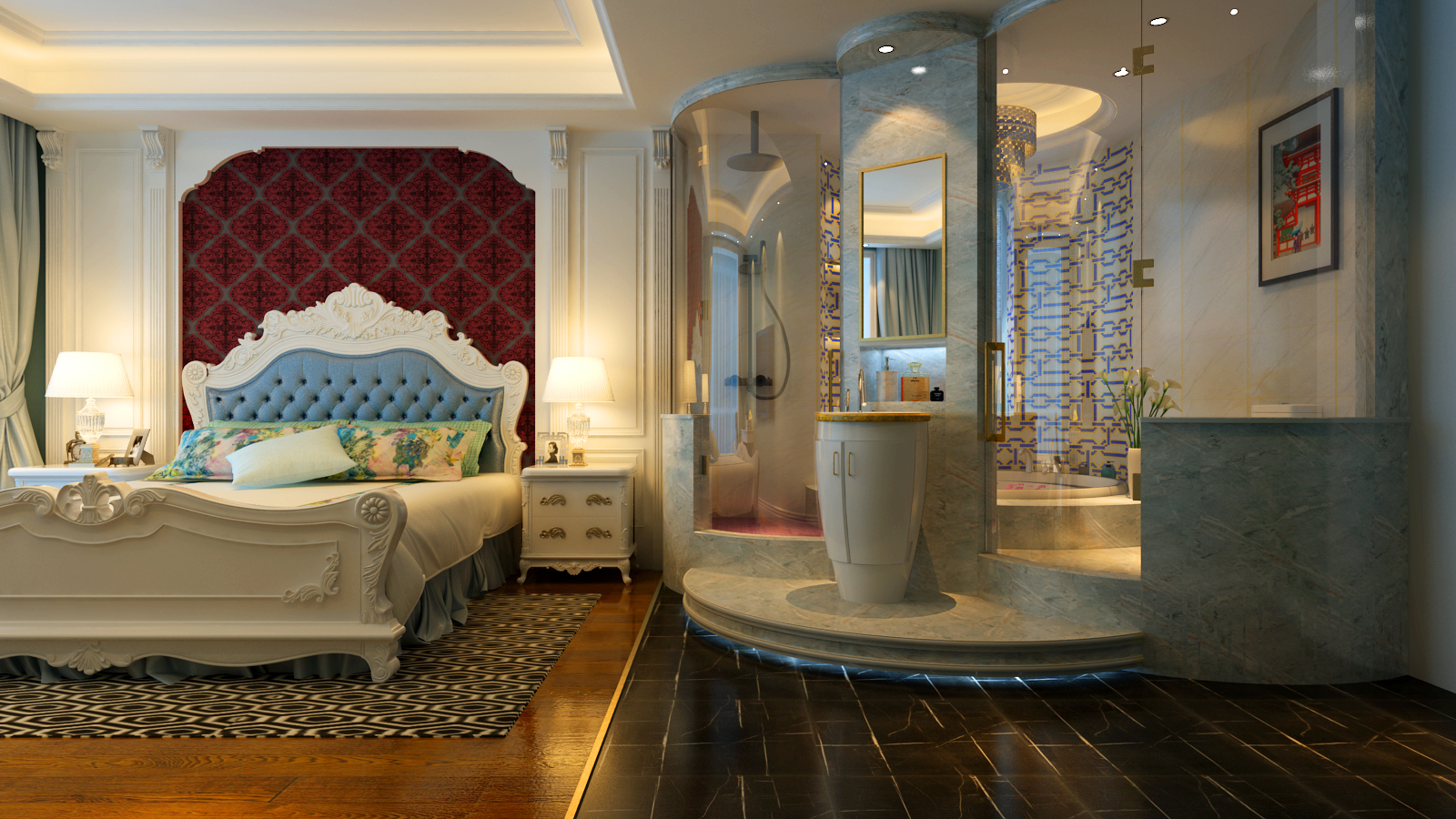 福泰海灣新城復(fù)式樓裝修  平和而富有內(nèi)涵的氣韻