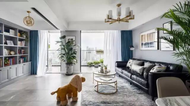 廈門(mén)海投自貿(mào)城126㎡輕奢美式風(fēng)，敞亮的開(kāi)放式客廳+書(shū)房