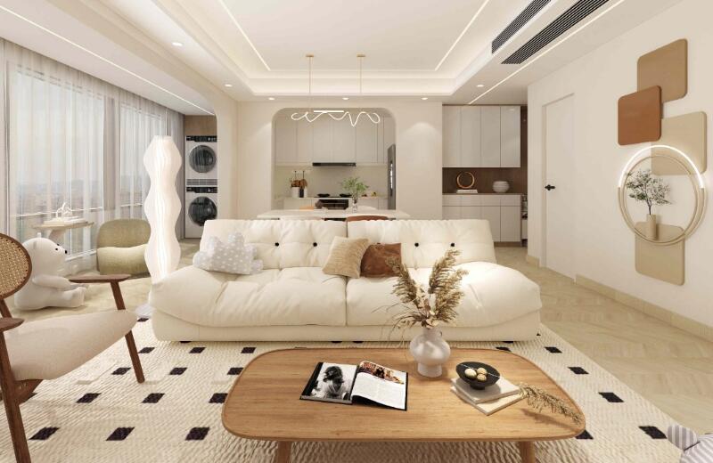 國(guó)貿(mào)金海岸 109㎡奶油風(fēng)格